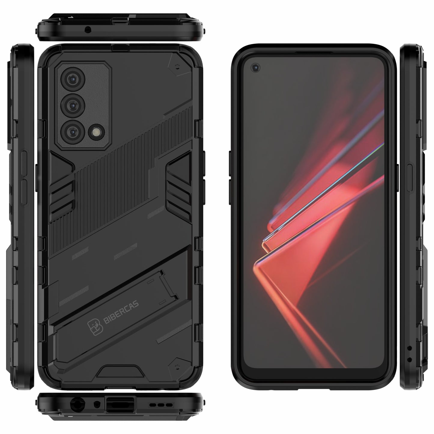 PC + TPU Shockproof Hybrid Case Phone Cover with Foldable Kickstand for Oppo K9