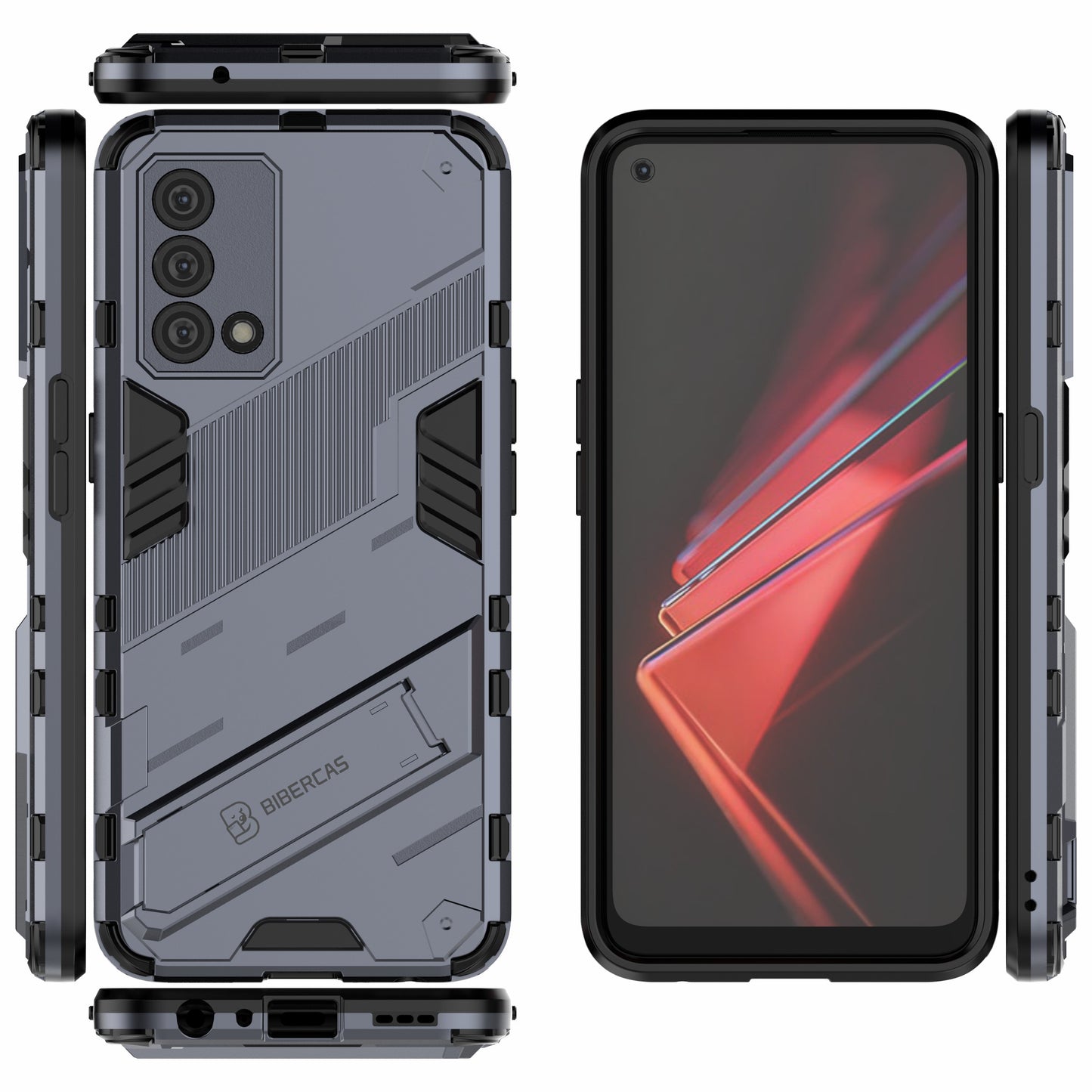 PC + TPU Shockproof Hybrid Case Phone Cover with Foldable Kickstand for Oppo K9