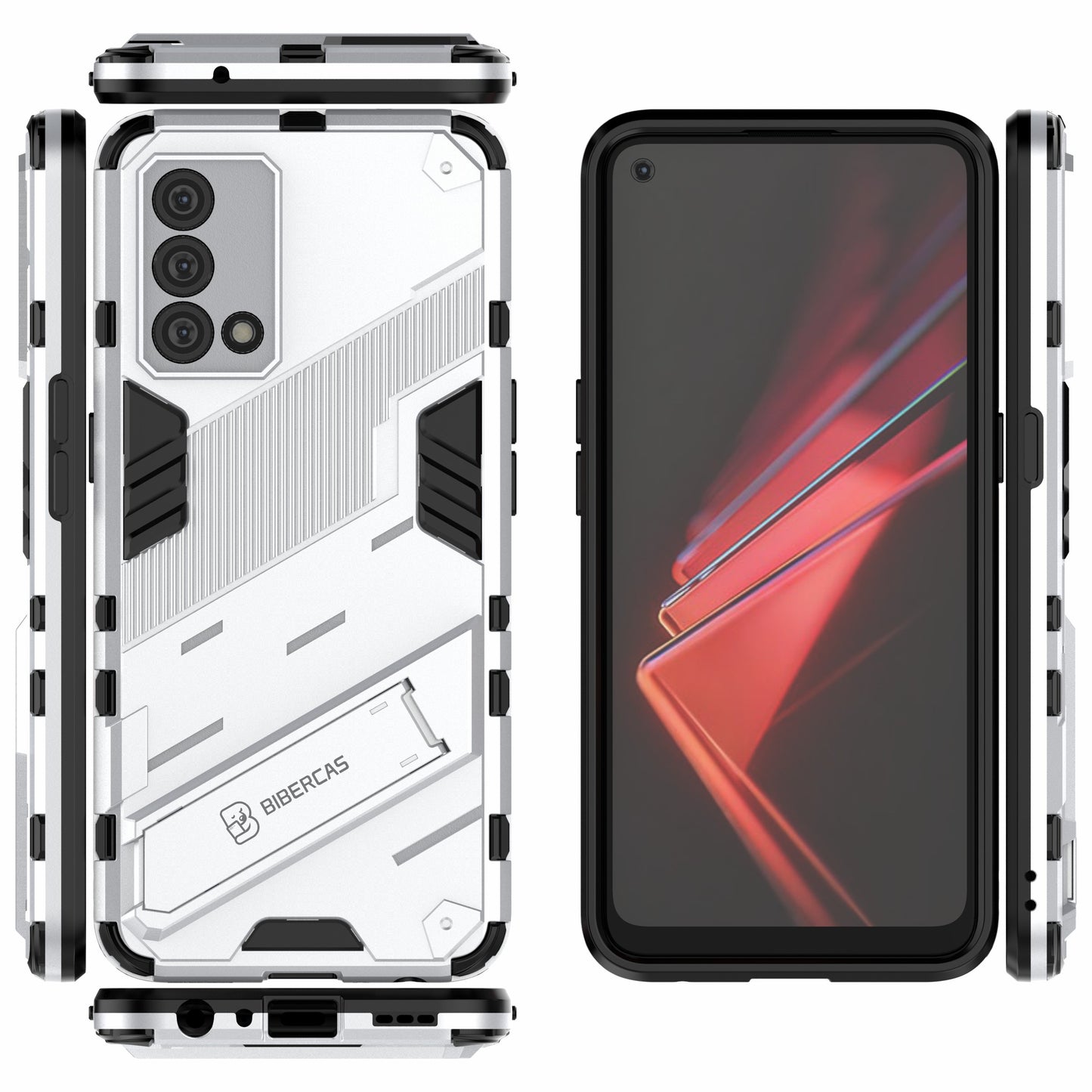 PC + TPU Shockproof Hybrid Case Phone Cover with Foldable Kickstand for Oppo K9