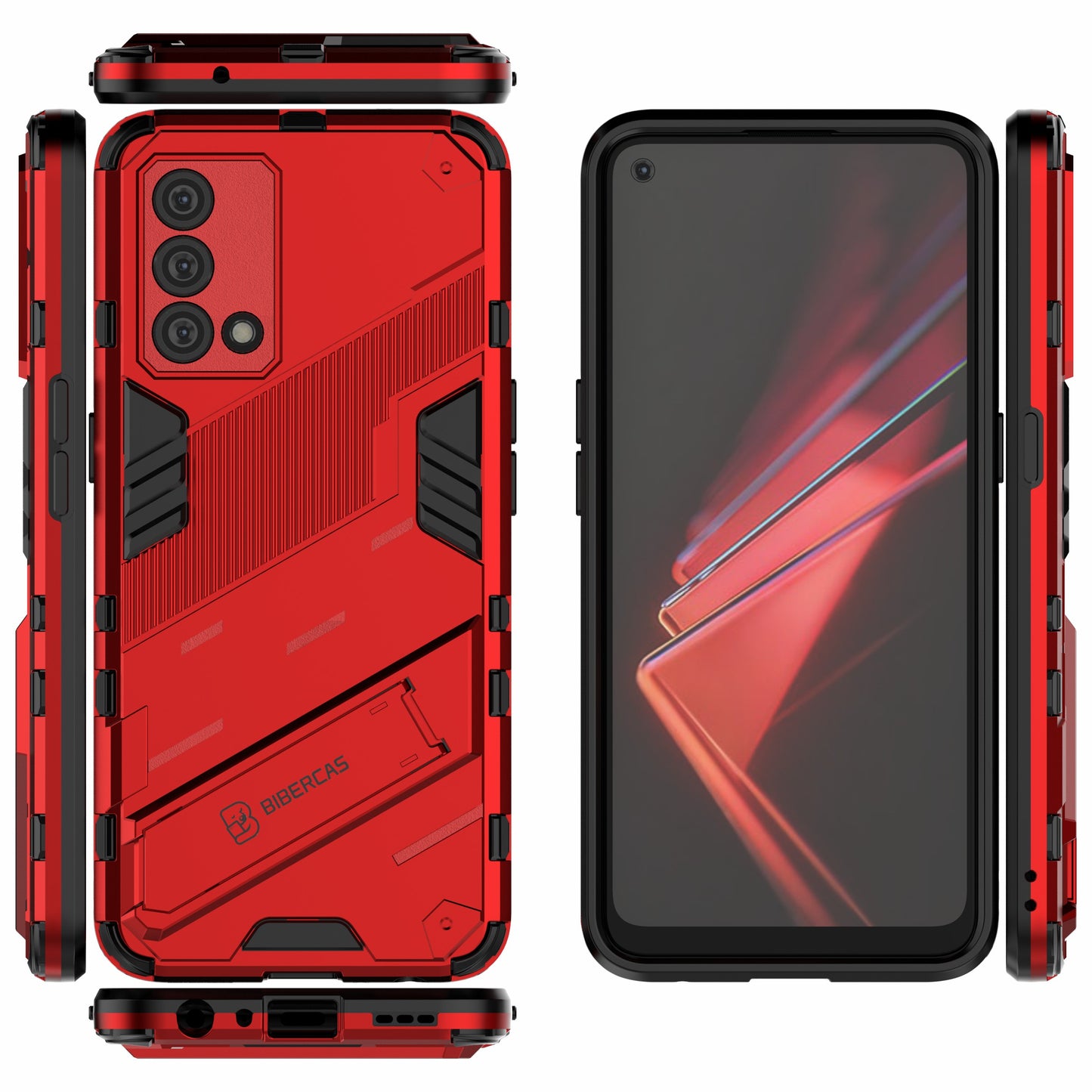 PC + TPU Shockproof Hybrid Case Phone Cover with Foldable Kickstand for Oppo K9