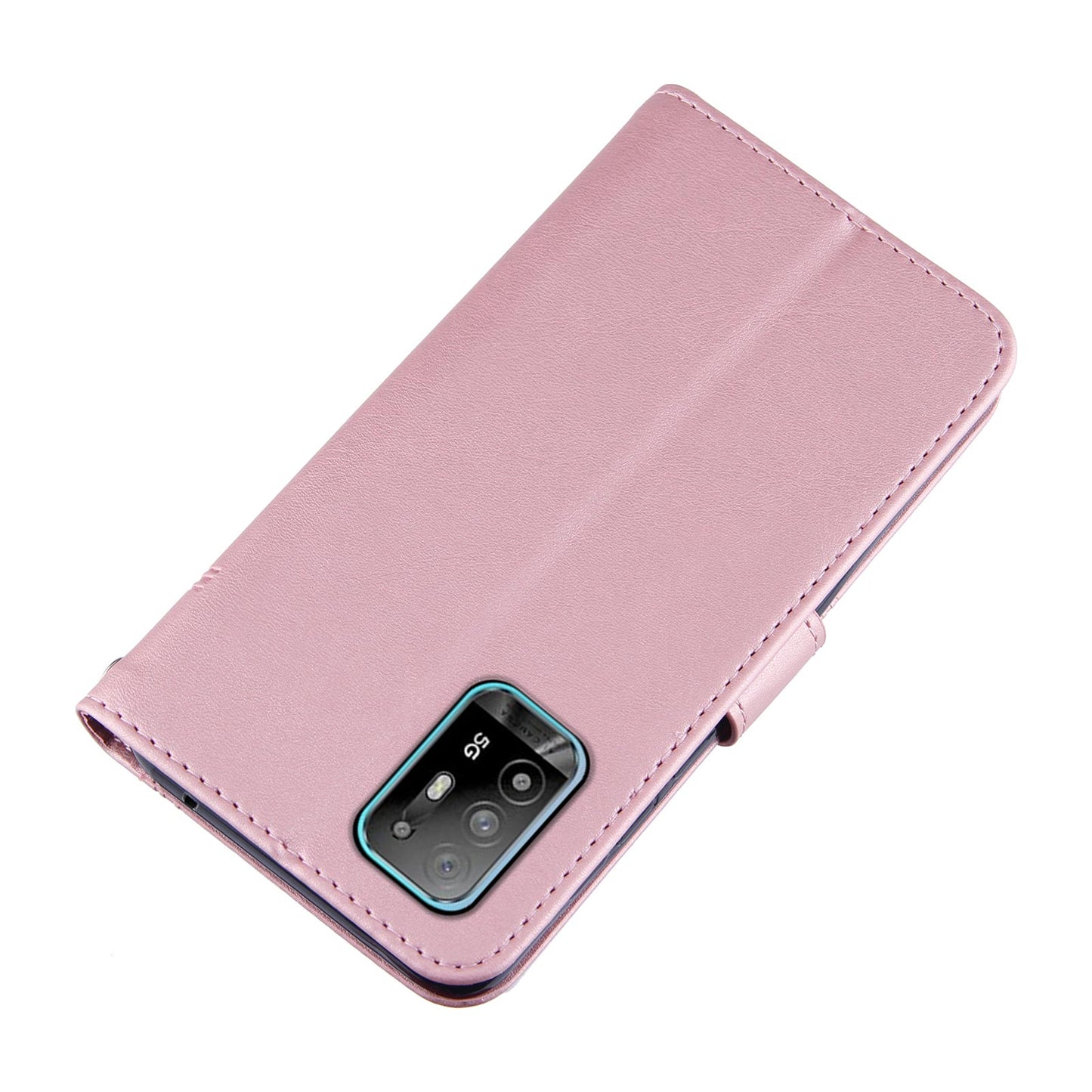 Full Protection Splicing Leather Phone Cover Wallet Stand Case with Strap for Oppo A94 5G