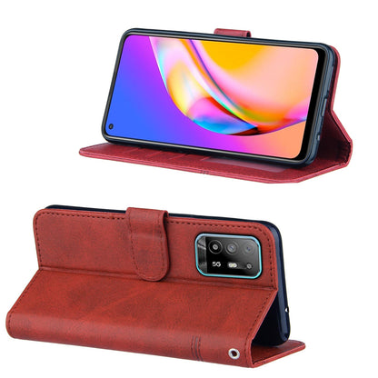 Full Protection Splicing Leather Phone Cover Wallet Stand Case with Strap for Oppo A94 5G