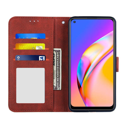 Full Protection Splicing Leather Phone Cover Wallet Stand Case with Strap for Oppo A94 5G