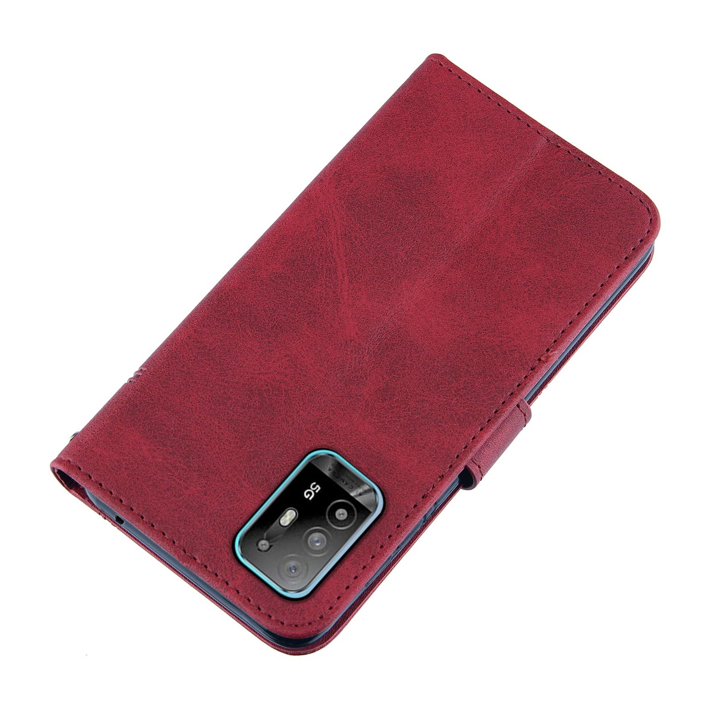 Full Protection Splicing Leather Phone Cover Wallet Stand Case with Strap for Oppo A94 5G