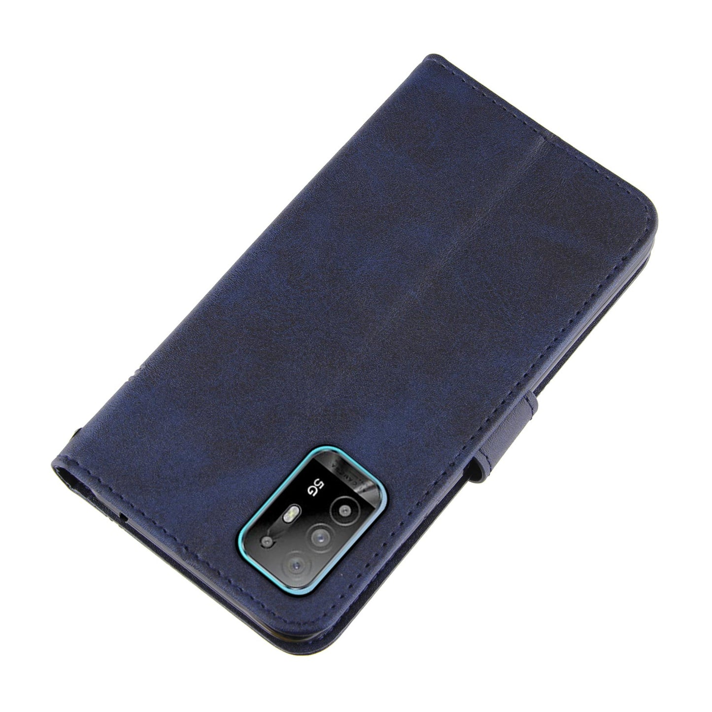 Full Protection Splicing Leather Phone Cover Wallet Stand Case with Strap for Oppo A94 5G