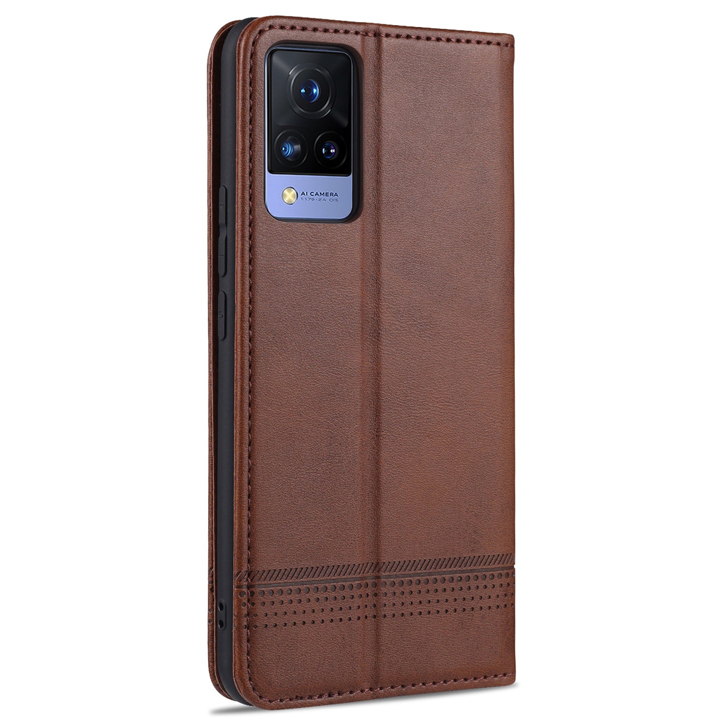 AZNS Stand Wallet Case Auto-absorbed Magnetic Leather Phone Shell for vivo V21 4G