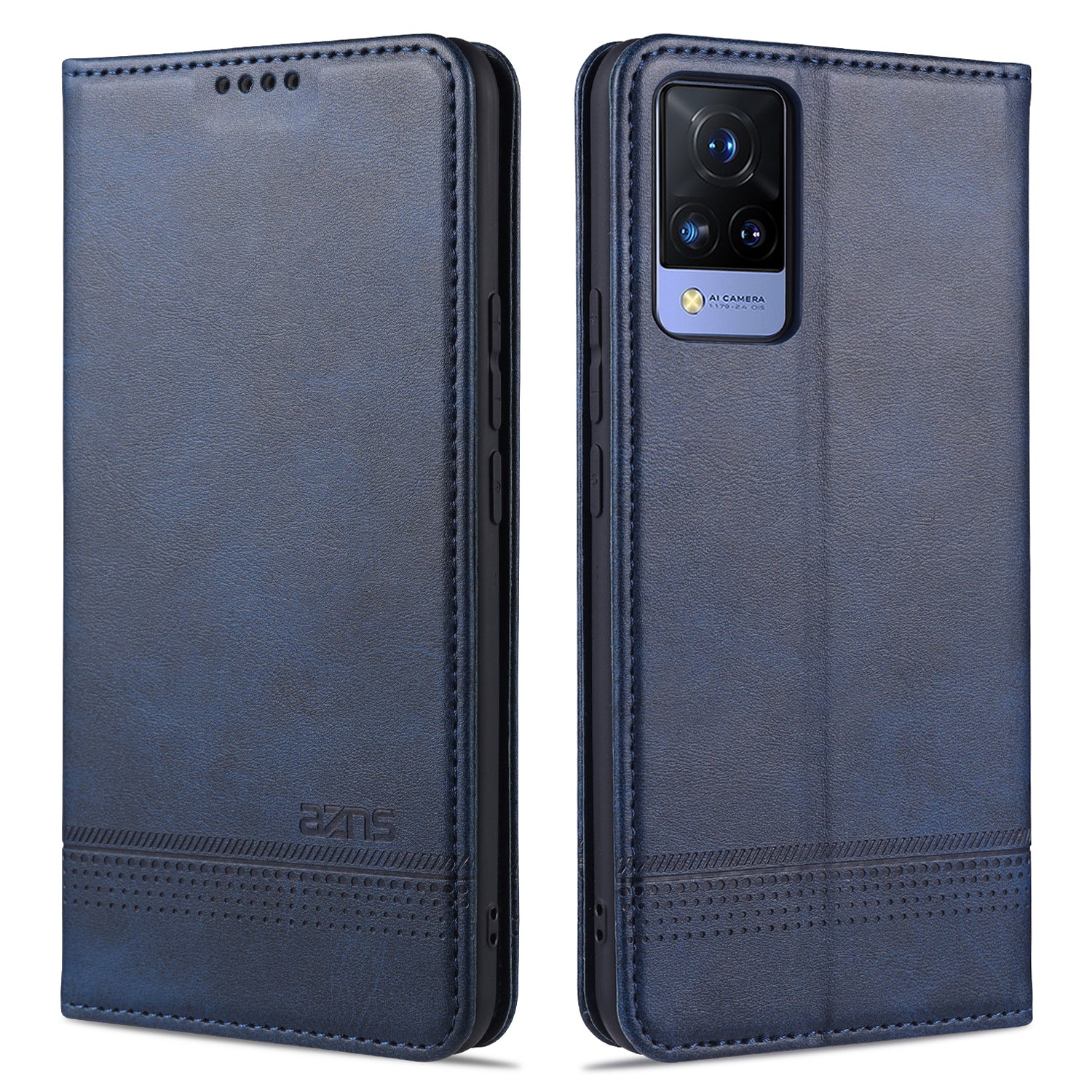 AZNS Stand Wallet Case Auto-absorbed Magnetic Leather Phone Shell for vivo V21 4G