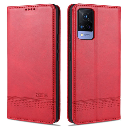 AZNS Stand Wallet Case Auto-absorbed Magnetic Leather Phone Shell for vivo V21 4G