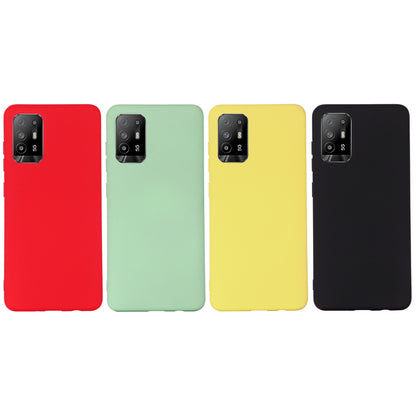 Solid Color Liquid Silicone Soft Phone Case Protective Shell with Strap for Oppo F19 Pro+ 5G