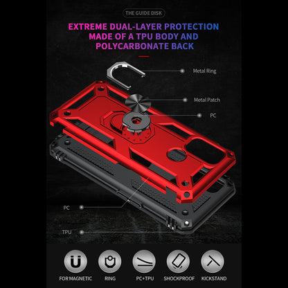 Anti-drop PC + TPU Combo Hybrid Phone Shell with Ring Kickstand for Oppo A53 / Oppo A53s / A32 4G