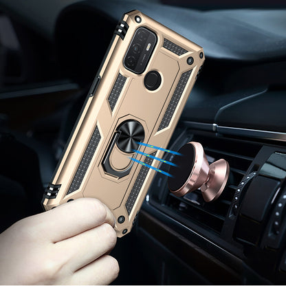 Anti-drop PC + TPU Combo Hybrid Phone Shell with Ring Kickstand for Oppo A53 / Oppo A53s / A32 4G