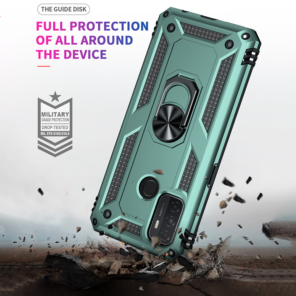 Anti-drop PC + TPU Combo Hybrid Phone Shell with Ring Kickstand for Oppo A53 / Oppo A53s / A32 4G