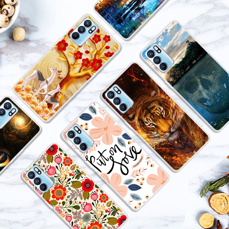 Stylish Pattern Printing Full Protection Soft TPU Phone Case Cover for Oppo Reno6 5G