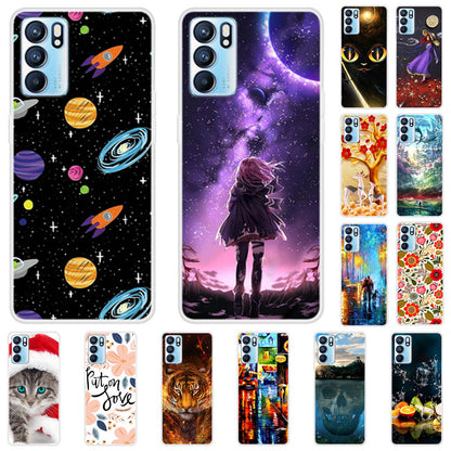 Stylish Pattern Printing Full Protection Soft TPU Phone Case Cover for Oppo Reno6 5G