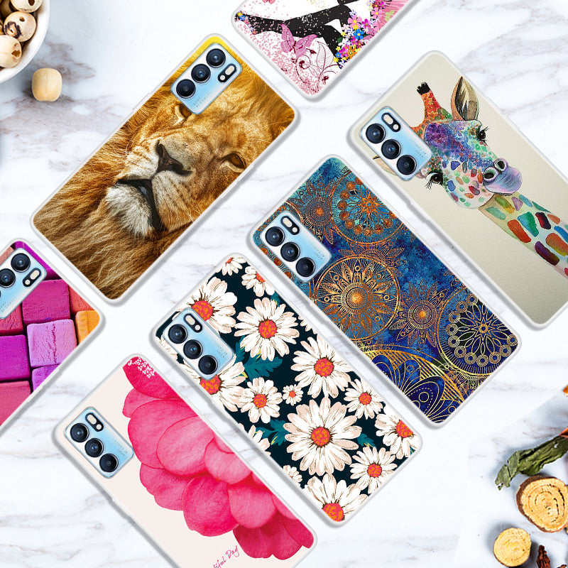 Full Protection Pattern Printing Flexible TPU Phone Cover Case for Oppo Reno6 5G