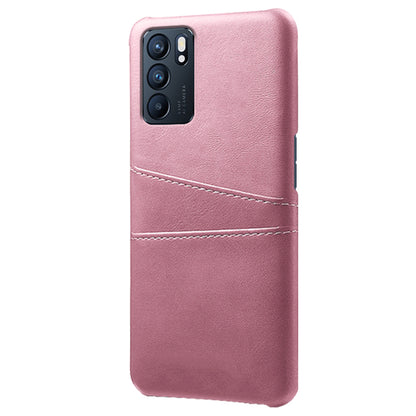 KSQ Double Card Slots PU Leather Coated PC Shell Cover Case for Oppo Reno6 5G