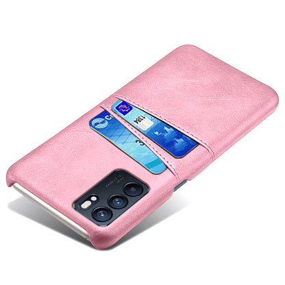 KSQ Double Card Slots PU Leather Coated PC Shell Cover Case for Oppo Reno6 5G