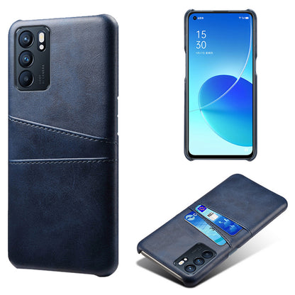 KSQ Double Card Slots PU Leather Coated PC Shell Cover Case for Oppo Reno6 5G