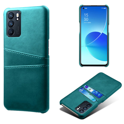 KSQ Double Card Slots PU Leather Coated PC Shell Cover Case for Oppo Reno6 5G