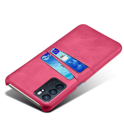 KSQ Double Card Slots PU Leather Coated PC Shell Cover Case for Oppo Reno6 5G