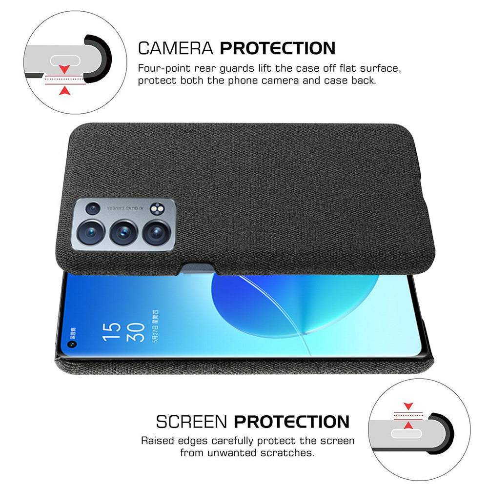 KSQ Well-Protected Cloth Coated Plastic Phone Case for Oppo Reno6 Pro+ 5G/Pro 5G (Snapdragon)