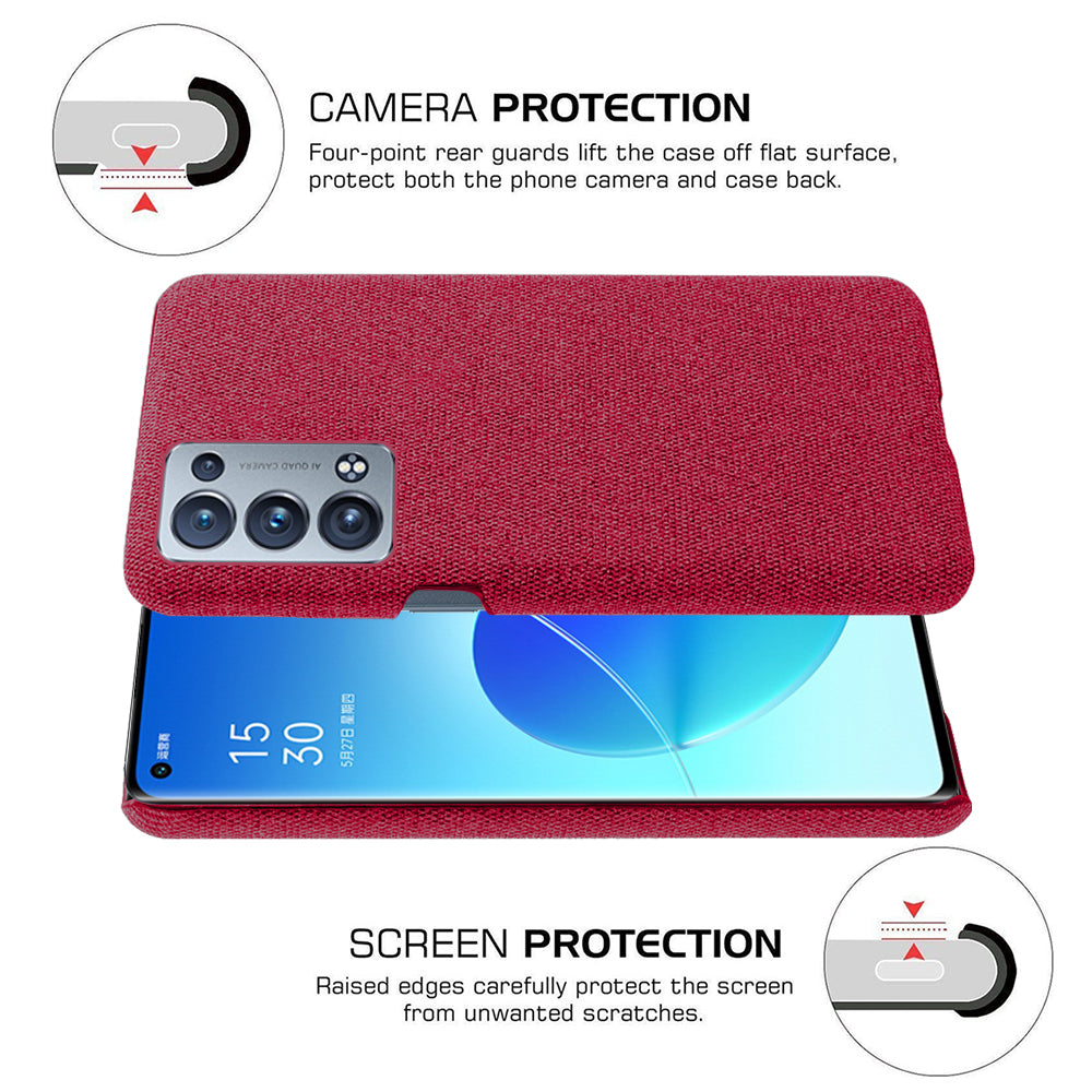 KSQ Well-Protected Cloth Coated Plastic Phone Case for Oppo Reno6 Pro+ 5G/Pro 5G (Snapdragon)