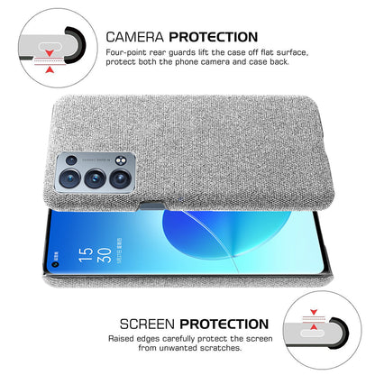 KSQ Well-Protected Cloth Coated Plastic Phone Case for Oppo Reno6 Pro+ 5G/Pro 5G (Snapdragon)