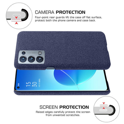 KSQ Well-Protected Cloth Coated Plastic Phone Case for Oppo Reno6 Pro+ 5G/Pro 5G (Snapdragon)