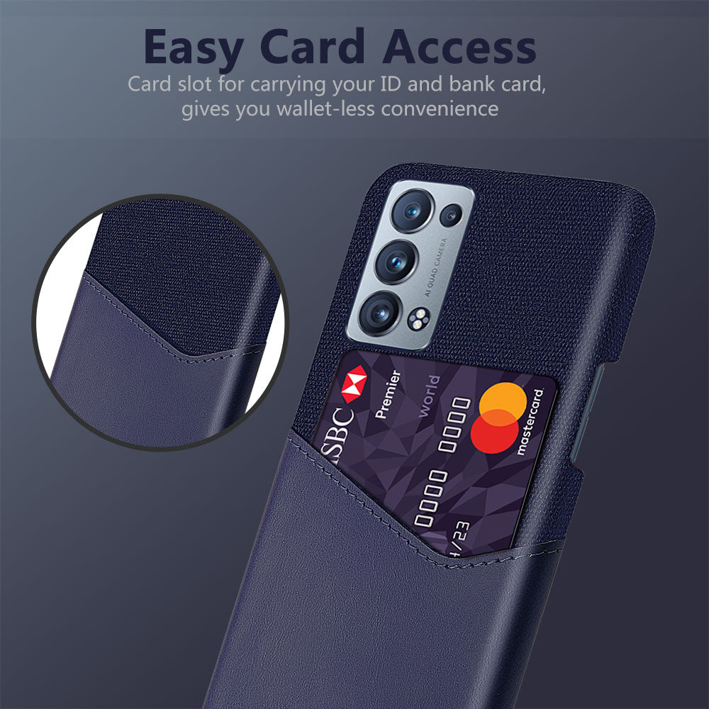 KSQ Card Slot Design Cloth + Leather + PC Well-Protected Hybrid Phone Case for Oppo Reno6 Pro+ 5G/Pro 5G (Snapdragon)