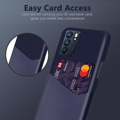 KSQ Cloth Texture PC PU Leather Phone Case with Card Slot for Oppo Reno6