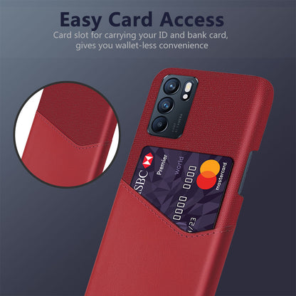 KSQ Cloth Texture PC PU Leather Phone Case with Card Slot for Oppo Reno6