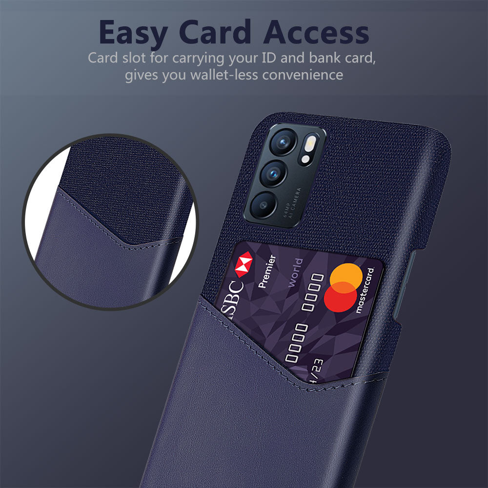 KSQ Cloth + Leather + PC Well-Protected Card Slot Phone Case for Oppo Reno6 Pro 5G (MediaTek)