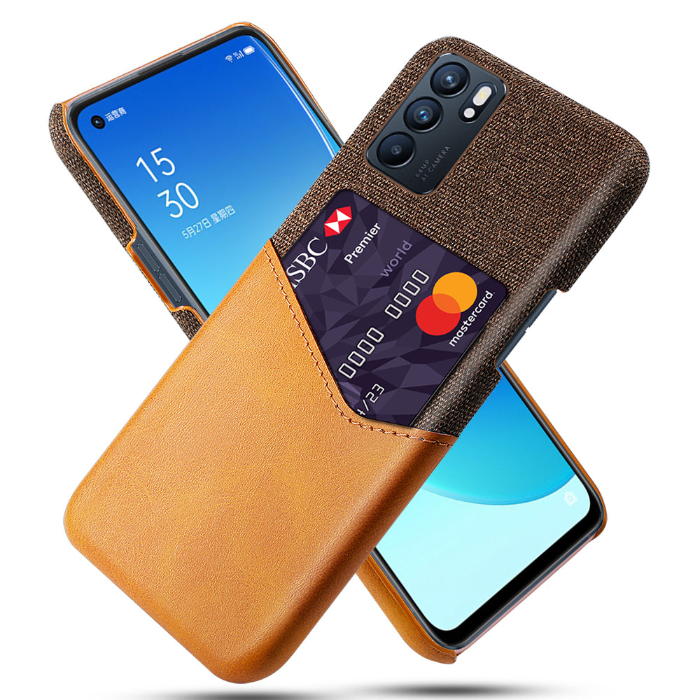 KSQ Cloth + Leather + PC Well-Protected Card Slot Phone Case for Oppo Reno6 Pro 5G (MediaTek)