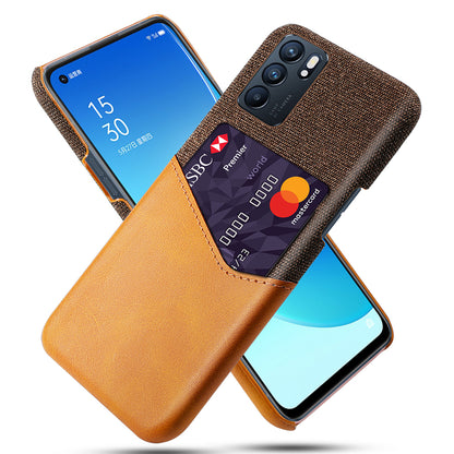 KSQ Cloth + Leather + PC Well-Protected Card Slot Phone Case for Oppo Reno6 Pro 5G (MediaTek)