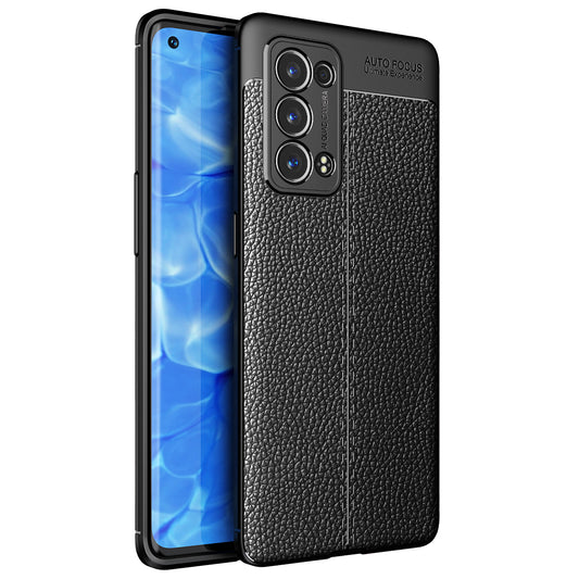 Litchi Texture Full Coverage Leather Flexible TPU Protective Back Cover Case for Oppo Reno6 Pro+ 5G/Pro 5G (Snapdragon)