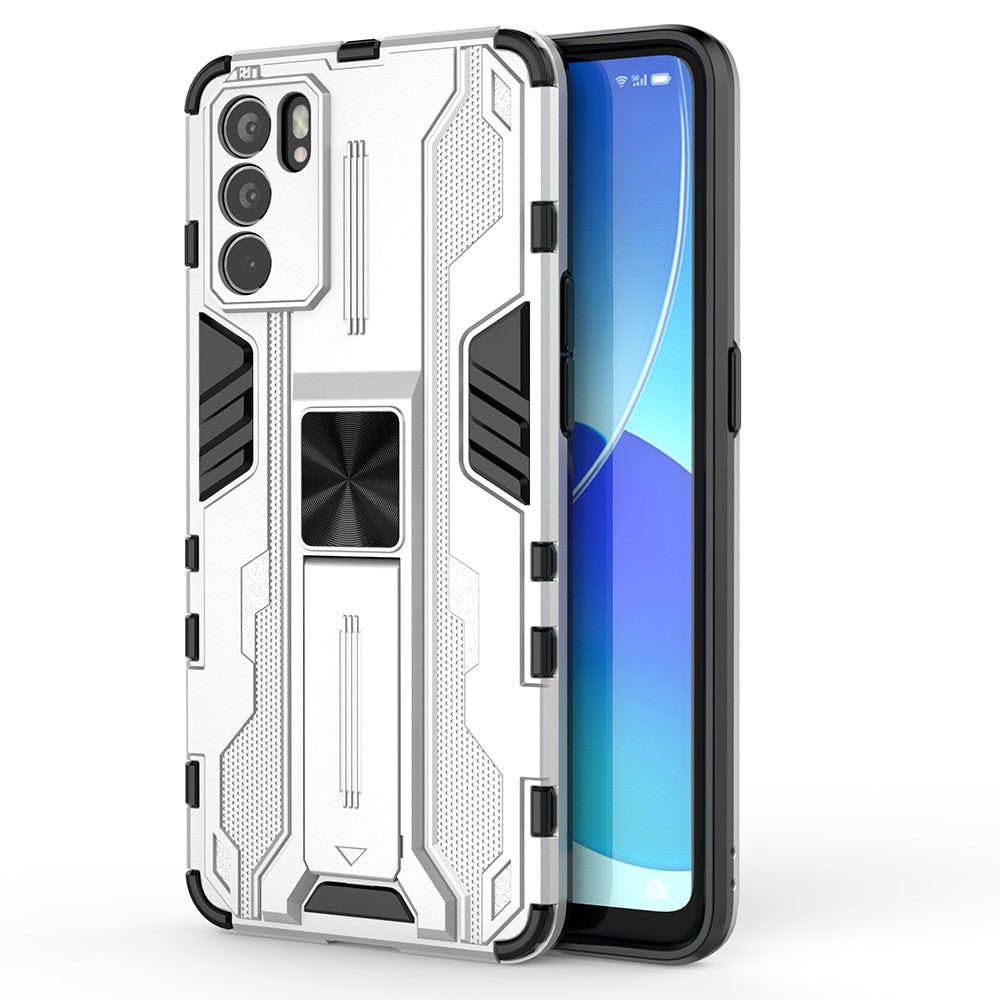 Sturdy Kickstand Hybrid Hard PC + Soft TPU Shockproof Full Body Protective Case for Oppo Reno6 5G