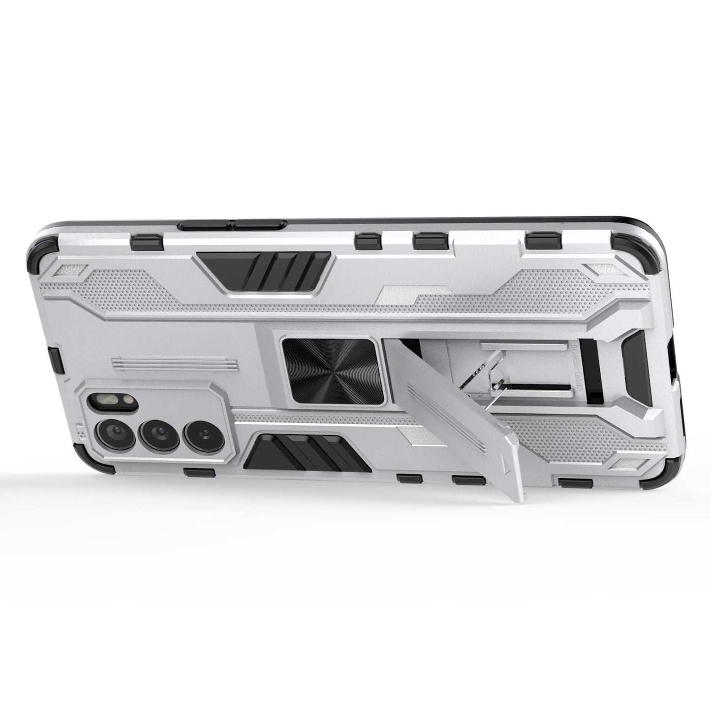 Sturdy Kickstand Hybrid Hard PC + Soft TPU Shockproof Full Body Protective Case for Oppo Reno6 5G