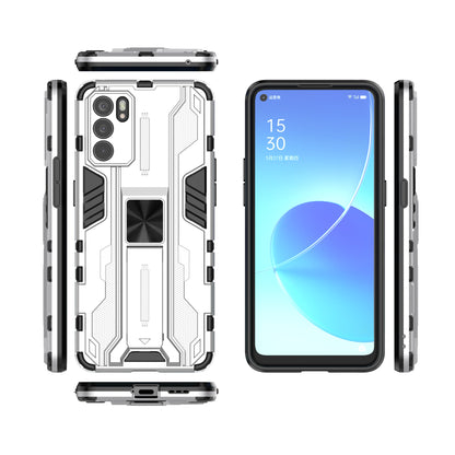 Sturdy Kickstand Hybrid Hard PC + Soft TPU Shockproof Full Body Protective Case for Oppo Reno6 5G