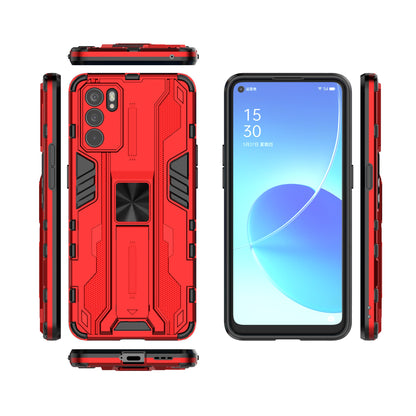 Sturdy Kickstand Hybrid Hard PC + Soft TPU Shockproof Full Body Protective Case for Oppo Reno6 5G