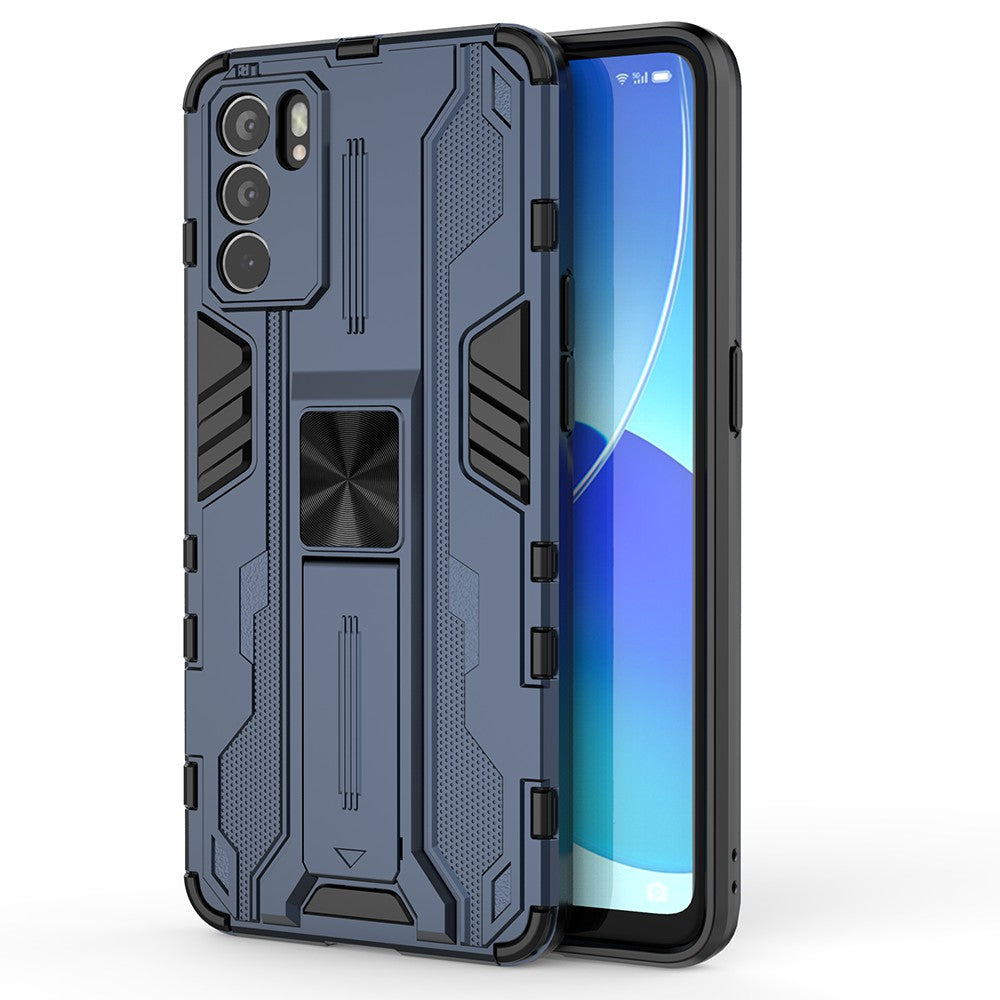 Sturdy Kickstand Hybrid Hard PC + Soft TPU Shockproof Full Body Protective Case for Oppo Reno6 5G