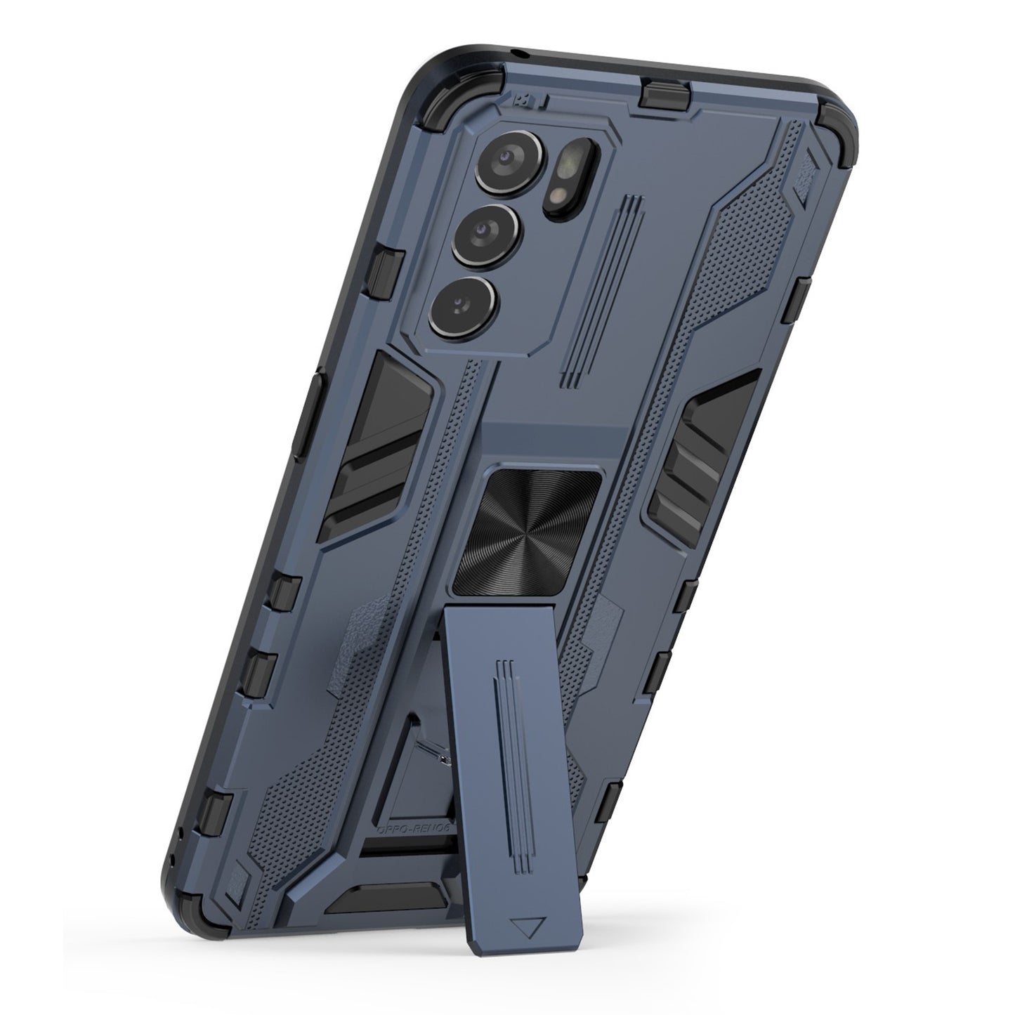 Sturdy Kickstand Hybrid Hard PC + Soft TPU Shockproof Full Body Protective Case for Oppo Reno6 5G