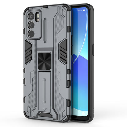 Sturdy Kickstand Hybrid Hard PC + Soft TPU Shockproof Full Body Protective Case for Oppo Reno6 5G