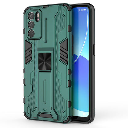 Sturdy Kickstand Hybrid Hard PC + Soft TPU Shockproof Full Body Protective Case for Oppo Reno6 5G