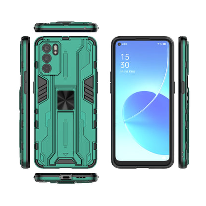 Sturdy Kickstand Hybrid Hard PC + Soft TPU Shockproof Full Body Protective Case for Oppo Reno6 5G