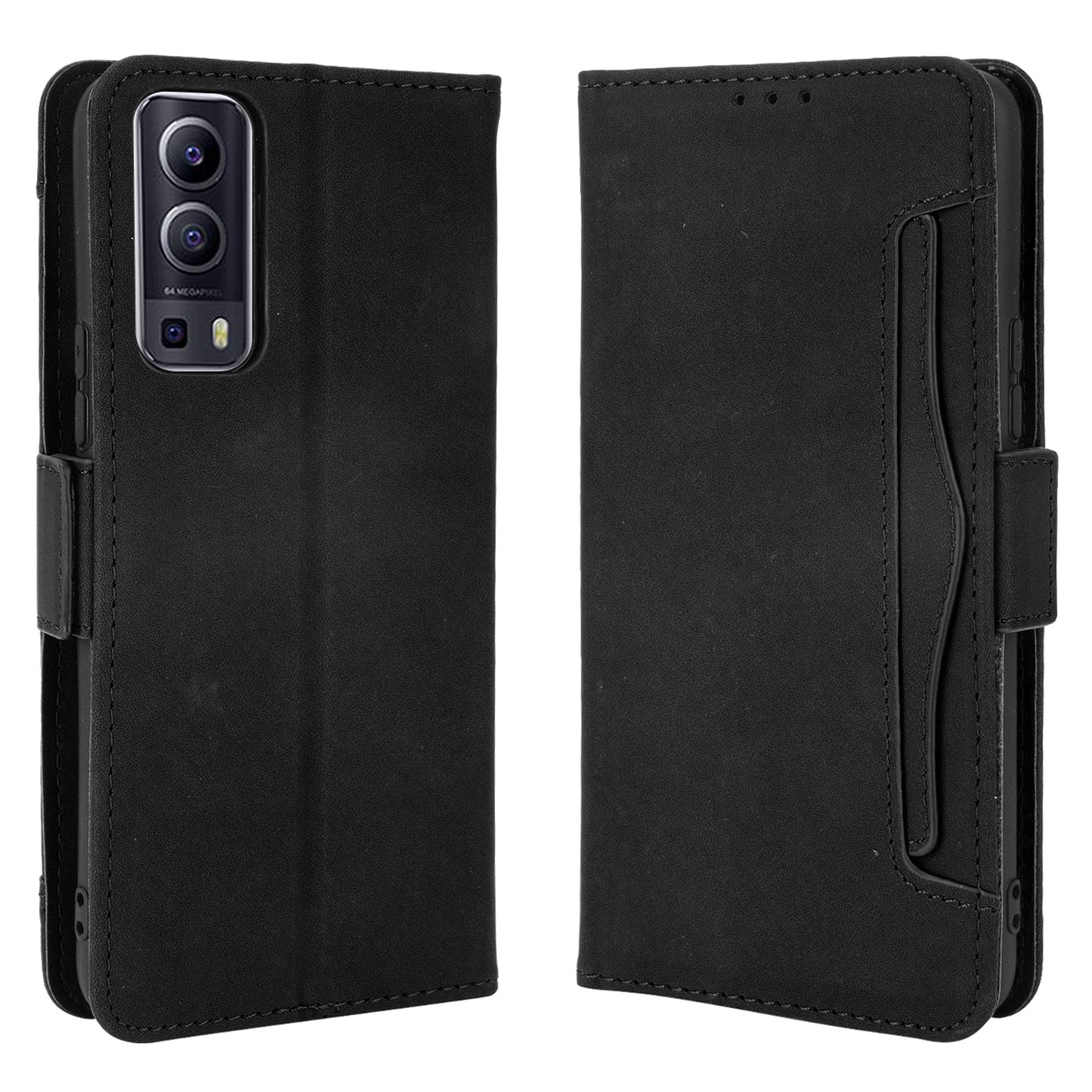 For vivo Y72 5G/iQOO Z3 5G Protective Leather Stand Case with Multiple Card Slots