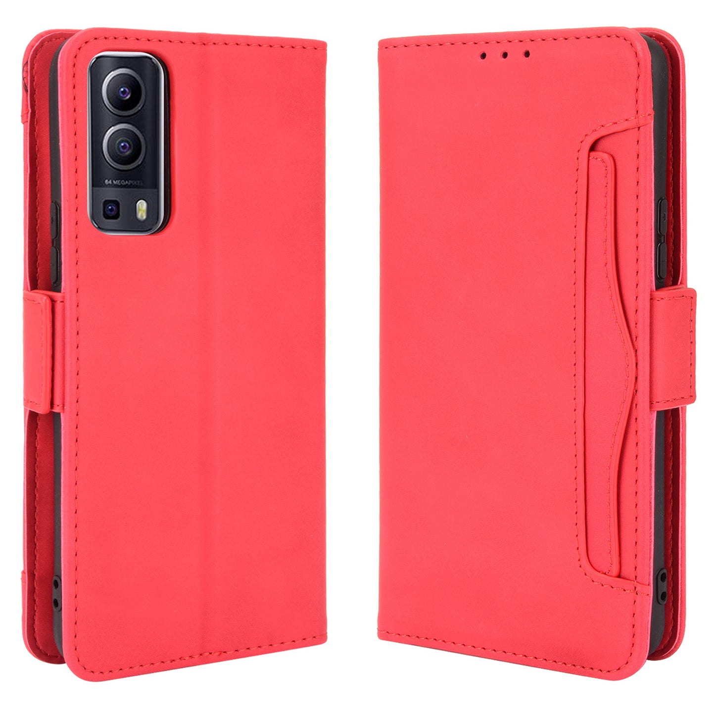 For vivo Y72 5G/iQOO Z3 5G Protective Leather Stand Case with Multiple Card Slots