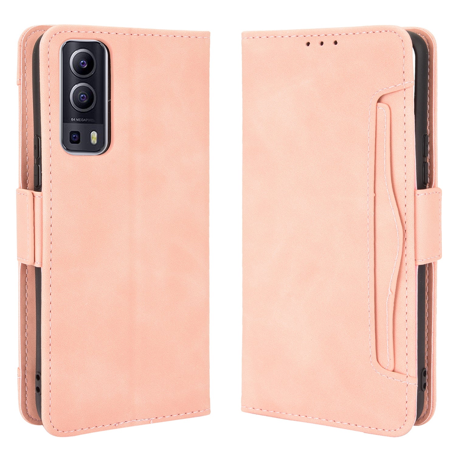 For vivo Y72 5G/iQOO Z3 5G Protective Leather Stand Case with Multiple Card Slots