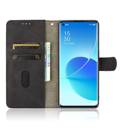 Skin-touch Feeling PU Leather Protective Phone Cover Supporting Stand Cover Wallet for Oppo Reno6 Pro+ 5G/Pro 5G (Snapdragon)