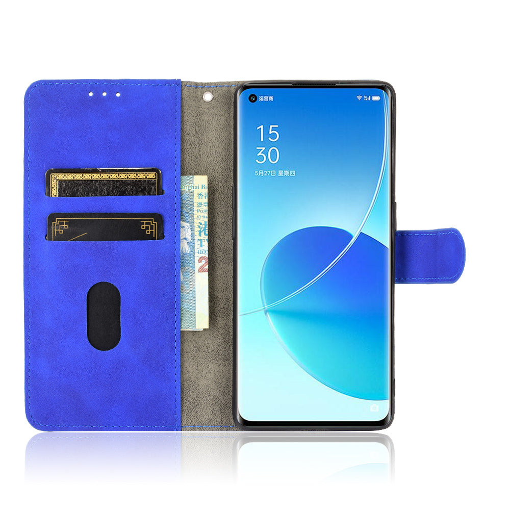 Skin-touch Feeling PU Leather Protective Phone Cover Supporting Stand Cover Wallet for Oppo Reno6 Pro+ 5G/Pro 5G (Snapdragon)