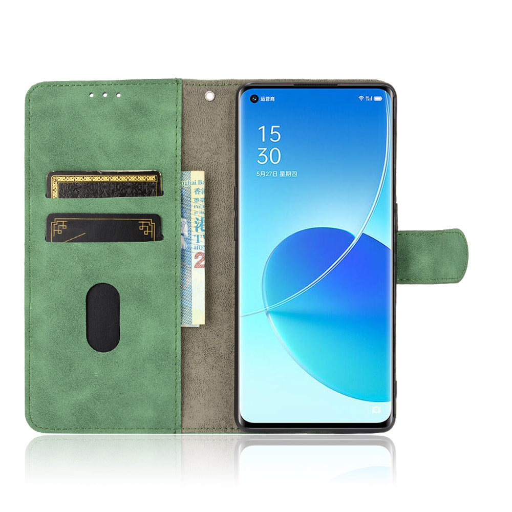 Skin-touch Feeling PU Leather Protective Phone Cover Supporting Stand Cover Wallet for Oppo Reno6 Pro+ 5G/Pro 5G (Snapdragon)